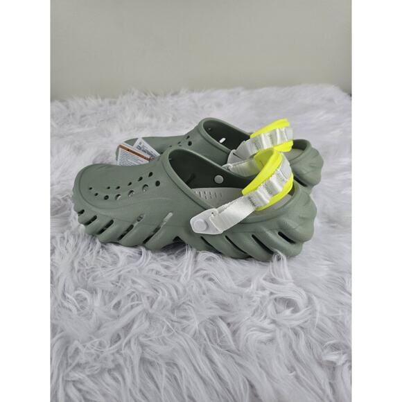 CROCS Men\'s Olive Sandals with White and Lime Accents main image 6